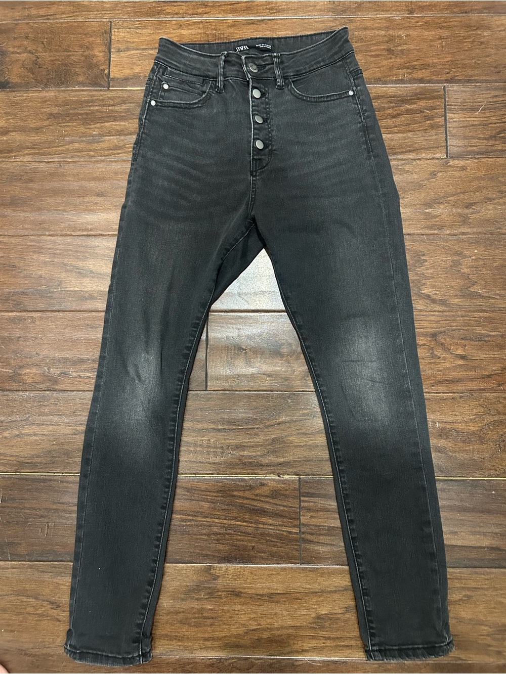 Zara Black Skinny Button-Fly Jeans
